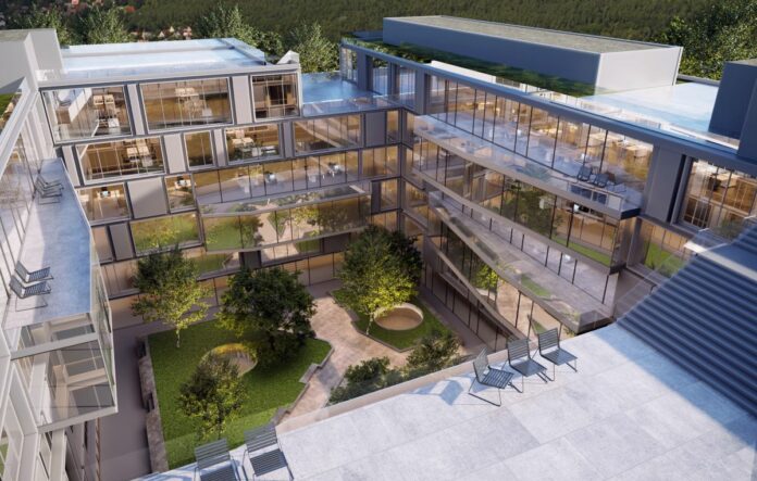 Am Nordostpark in Nürnberg planen Invester und RT² ein Bürogebäude in sogenanntem Biophilic Design - Bild: Invester