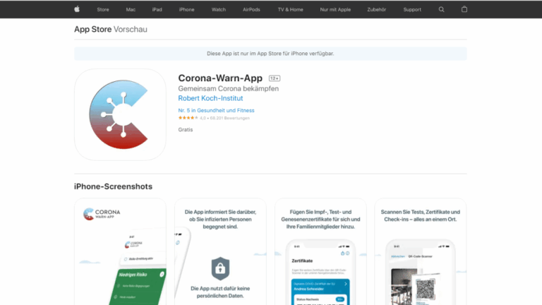 Die Corona-Warn-App des Bundes ist noch einmal teurer geworden als geplant - Bild: Apple App Store/RKI