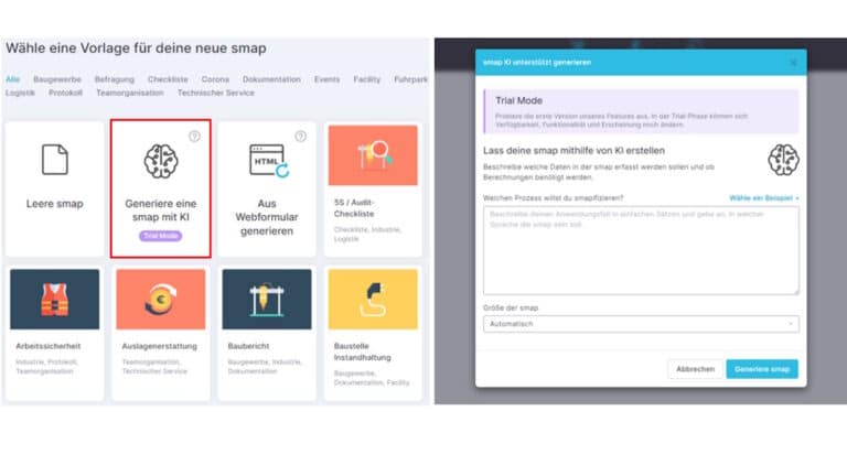 SmapOne bietet jetzt auch KI-Unterstützung an, um Prozesse zu gestalten - allerdings derzeit erst als Demo-Feature - Bild: SmapOne