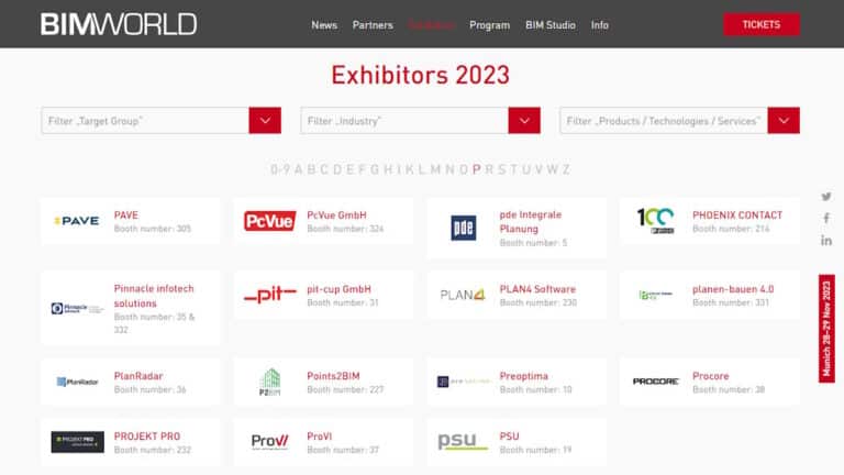 Auf der BIM World Munich finden sich unter den gut 160 Ausstellern dieses Jahr auch sieben CAFM-Anbieter. - Bild: BIMWORLD Germany GmbH