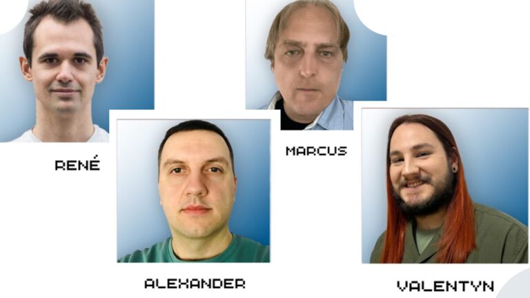 René Arimond, Alexander Zhloba, Marcus Richter und Valentyn Zakharuk sind die neuen Entwickler im Team von eTask. - Bilder: eTask