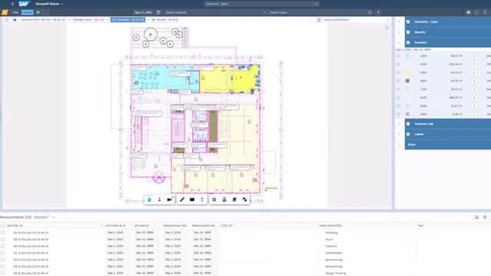 korasoft-acc-sap-1200x675 Unscheinbar: Das blaue Feld in den Breadcrumbs zeigt, dass die Grundrisse aus der Autodesk Construction Cloud mit Daten aus SAP zusammengeführt sind - Bild: Korasoft