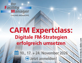 Banner zum Lehrgang: CAFM Expertclass der Online Akademie von Der Facility Manager zu digitalen FM-Strategien am 10., 17. und 24. November 2026